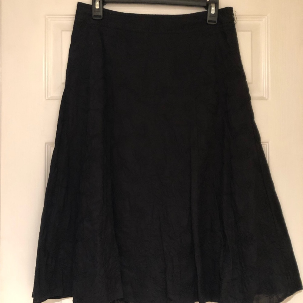 vintage black flowy midi skirt